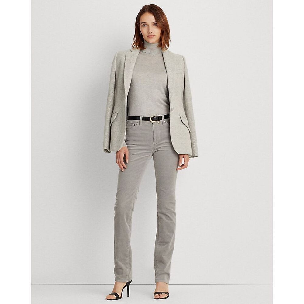 ✨Lauren Ralph Lauren Premier Straight Corduroy Heather Grey Sz 12 Trousers✨